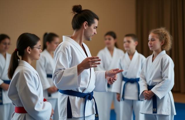 Instructor guiding students in a class