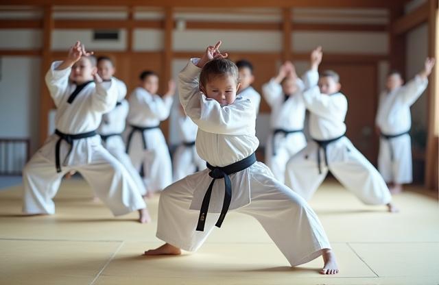 Students doing warm-up exercises