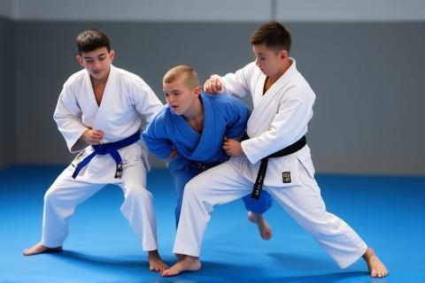 Students practicing a judo throw
