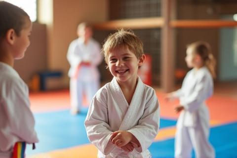 Children participating in a martial arts class